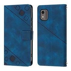 Leather Case Stands Flip Cover Holder YB3 for Nokia C12 Blue