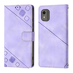 Leather Case Stands Flip Cover Holder YB3 for Nokia C12 Purple