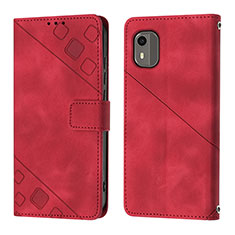 Leather Case Stands Flip Cover Holder YB3 for Nokia C12 Red
