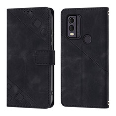 Leather Case Stands Flip Cover Holder YB3 for Nokia C22 Black