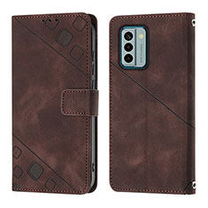 Leather Case Stands Flip Cover Holder YB3 for Nokia G22 Brown