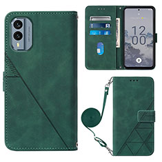 Leather Case Stands Flip Cover Holder YB3 for Nokia X30 5G Green