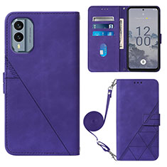 Leather Case Stands Flip Cover Holder YB3 for Nokia X30 5G Purple