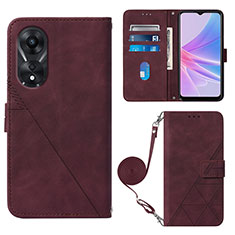 Leather Case Stands Flip Cover Holder YB3 for Oppo A78 5G Red