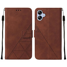 Leather Case Stands Flip Cover Holder YB3 for Samsung Galaxy A04 4G Brown