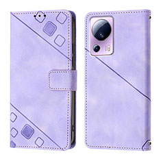 Leather Case Stands Flip Cover Holder YB3 for Xiaomi Mi 13 Lite 5G Purple