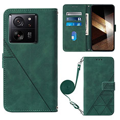 Leather Case Stands Flip Cover Holder YB3 for Xiaomi Mi 13T Pro 5G Green