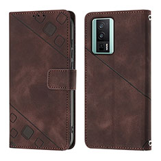 Leather Case Stands Flip Cover Holder YB3 for Xiaomi Poco F5 Pro 5G Brown