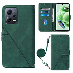Leather Case Stands Flip Cover Holder YB3 for Xiaomi Poco X5 5G Green