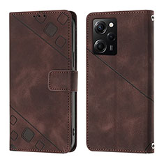 Leather Case Stands Flip Cover Holder YB3 for Xiaomi Poco X5 Pro 5G Brown