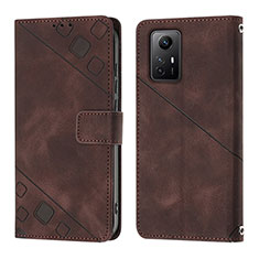 Leather Case Stands Flip Cover Holder YB3 for Xiaomi Redmi Note 12S Brown