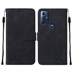 Leather Case Stands Flip Cover Holder YB4 for Motorola Moto G Power (2022) Black