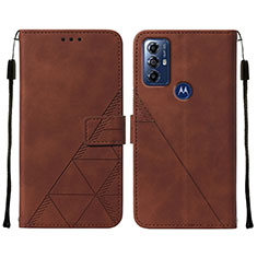 Leather Case Stands Flip Cover Holder YB4 for Motorola Moto G Power (2022) Brown