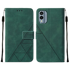 Leather Case Stands Flip Cover Holder YB4 for Nokia X30 5G Green