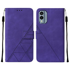 Leather Case Stands Flip Cover Holder YB4 for Nokia X30 5G Purple
