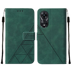 Leather Case Stands Flip Cover Holder YB4 for Oppo A58 5G Green