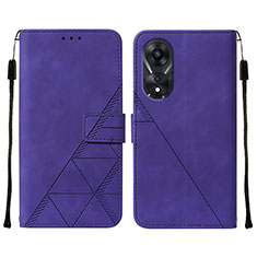 Leather Case Stands Flip Cover Holder YB4 for Oppo A58 5G Purple