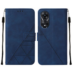 Leather Case Stands Flip Cover Holder YB4 for Oppo A78 5G Blue