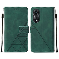 Leather Case Stands Flip Cover Holder YB4 for Oppo A78 5G Green