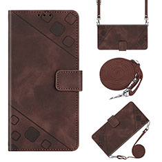Leather Case Stands Flip Cover Holder YB4 for Xiaomi Mi 12 Lite NE 5G Brown