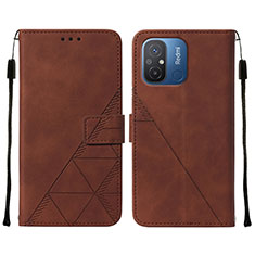 Leather Case Stands Flip Cover Holder YB4 for Xiaomi Poco C55 Brown