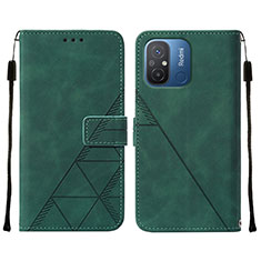Leather Case Stands Flip Cover Holder YB4 for Xiaomi Redmi 11A 4G Green