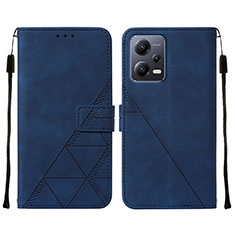 Leather Case Stands Flip Cover Holder YB4 for Xiaomi Redmi Note 12 5G Blue