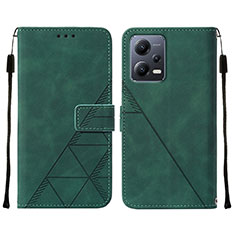Leather Case Stands Flip Cover Holder YB4 for Xiaomi Redmi Note 12 5G Green