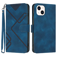 Leather Case Stands Flip Cover Holder YX1 for Apple iPhone 13 Blue