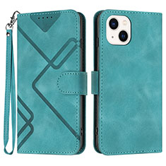 Leather Case Stands Flip Cover Holder YX1 for Apple iPhone 13 Green