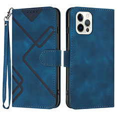 Leather Case Stands Flip Cover Holder YX1 for Apple iPhone 13 Pro Blue