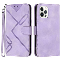 Leather Case Stands Flip Cover Holder YX1 for Apple iPhone 13 Pro Clove Purple