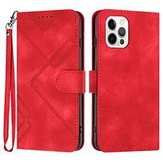 Leather Case Stands Flip Cover Holder YX1 for Apple iPhone 13 Pro Red Wine