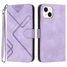 Leather Case Stands Flip Cover Holder YX1 for Apple iPhone 14 Clove Purple