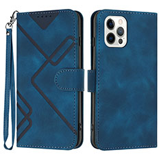 Leather Case Stands Flip Cover Holder YX1 for Apple iPhone 14 Pro Blue