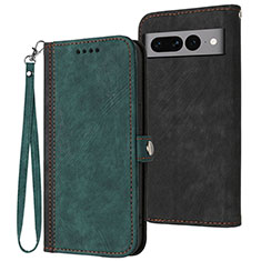 Leather Case Stands Flip Cover Holder YX1 for Google Pixel 7 Pro 5G Green