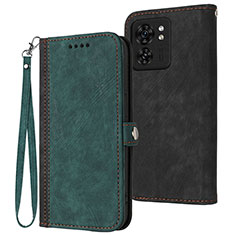 Leather Case Stands Flip Cover Holder YX1 for Motorola Moto Edge (2023) 5G Green