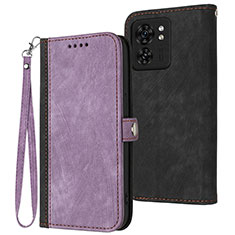 Leather Case Stands Flip Cover Holder YX1 for Motorola Moto Edge (2023) 5G Purple