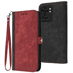 Leather Case Stands Flip Cover Holder YX1 for Motorola Moto Edge (2023) 5G Red