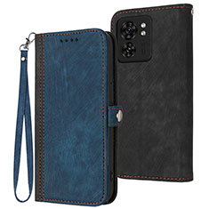 Leather Case Stands Flip Cover Holder YX1 for Motorola Moto Edge 40 5G Blue