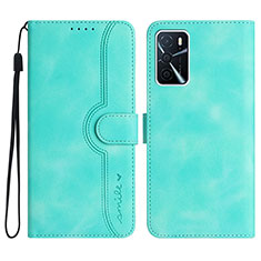 Leather Case Stands Flip Cover Holder YX1 for Oppo A16 Green
