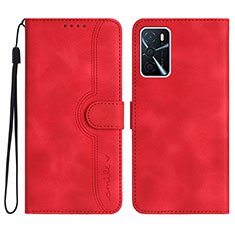 Leather Case Stands Flip Cover Holder YX1 for Oppo A16 Red