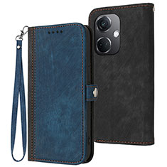 Leather Case Stands Flip Cover Holder YX1 for Oppo K11 5G Blue
