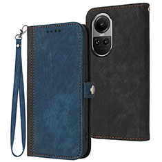 Leather Case Stands Flip Cover Holder YX1 for Oppo Reno10 5G Blue
