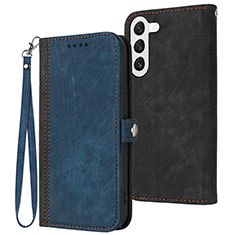 Leather Case Stands Flip Cover Holder YX1 for Samsung Galaxy S22 5G Blue