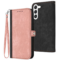 Leather Case Stands Flip Cover Holder YX1 for Samsung Galaxy S22 5G Rose Gold