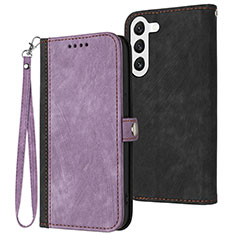 Leather Case Stands Flip Cover Holder YX1 for Samsung Galaxy S22 Plus 5G Purple