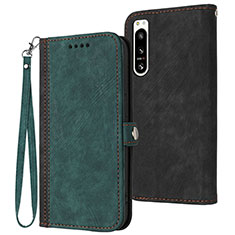 Leather Case Stands Flip Cover Holder YX1 for Sony Xperia 5 IV Green