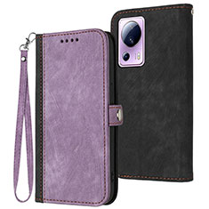 Leather Case Stands Flip Cover Holder YX1 for Xiaomi Mi 12 Lite NE 5G Purple