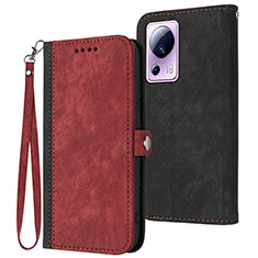 Leather Case Stands Flip Cover Holder YX1 for Xiaomi Mi 12 Lite NE 5G Red